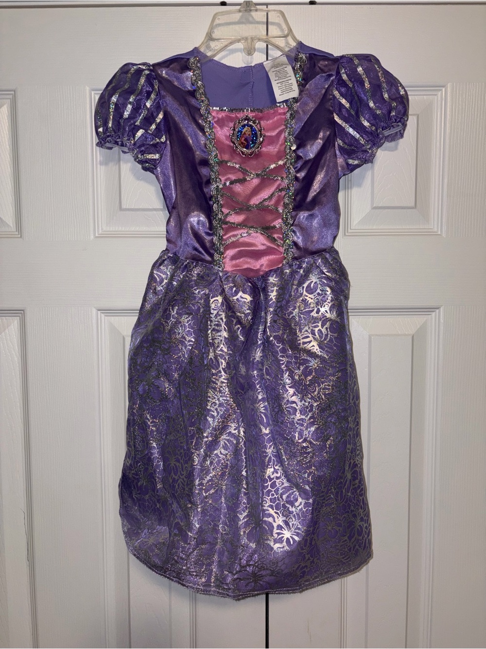Disney Girls Rapunzel Princess Costume Dress Purple Sequined Polyester Size 4-6X
